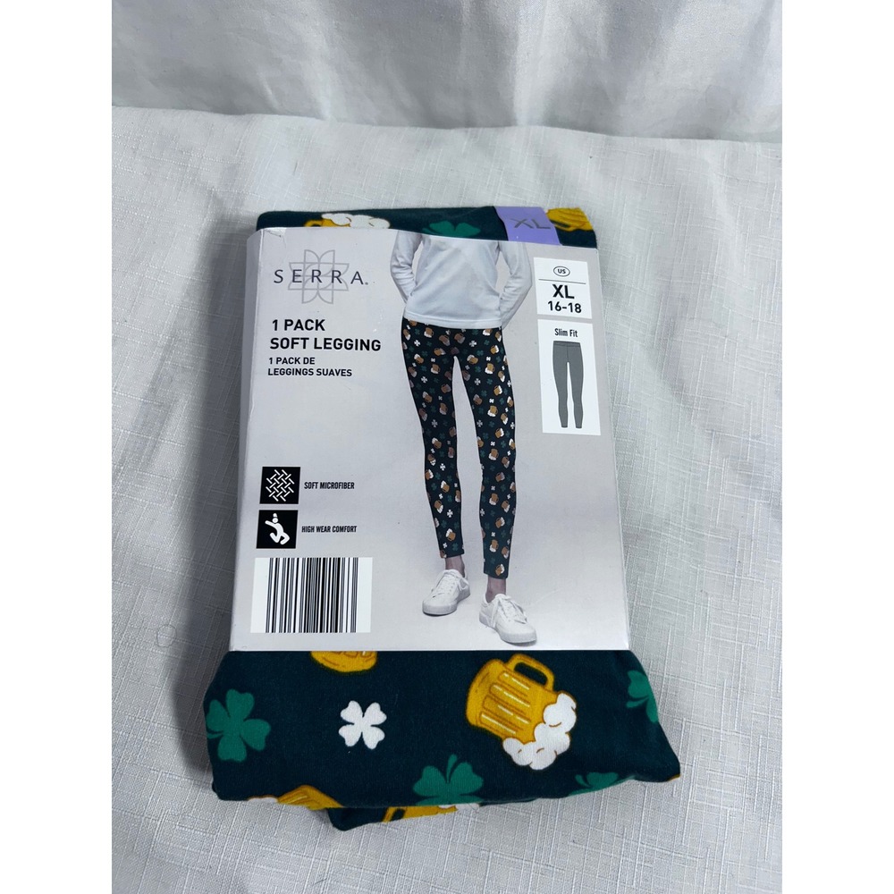 Serra Soft Legging XL 16-18 Green St Patricks Day Beer Shamrock Women